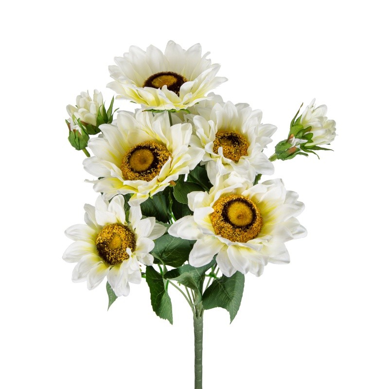 4pack, Artificial Cream Sunflower Bush, Garden Home Table Flower Decor