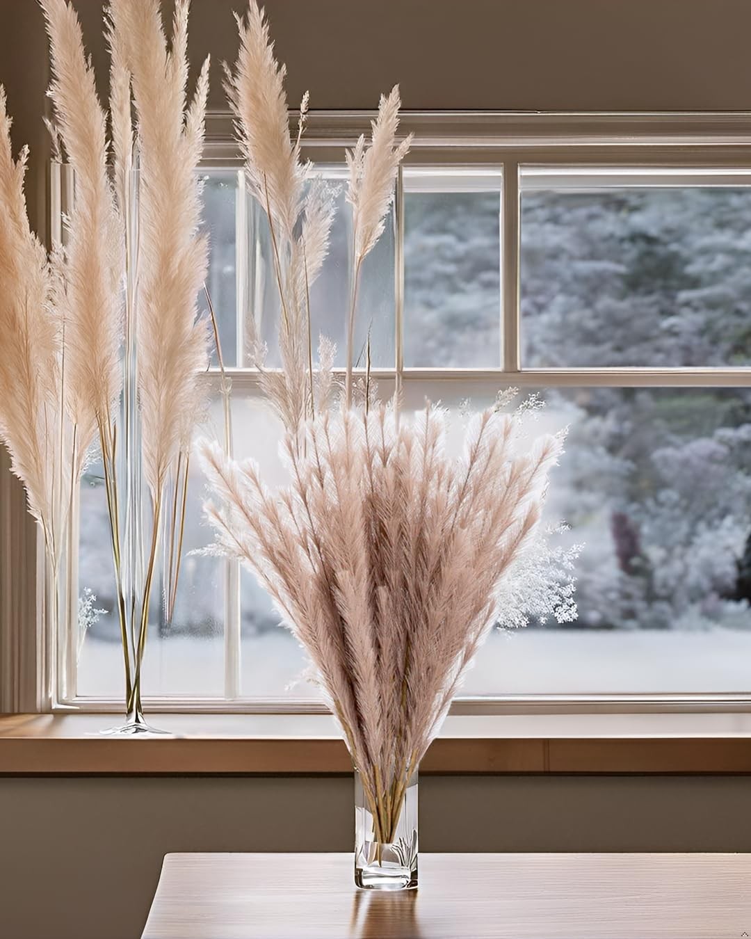 Faux Pampas Grass 8 PCS 30″/76cm Dried Fluffy Artificial Flowers Ascendant Gr…
