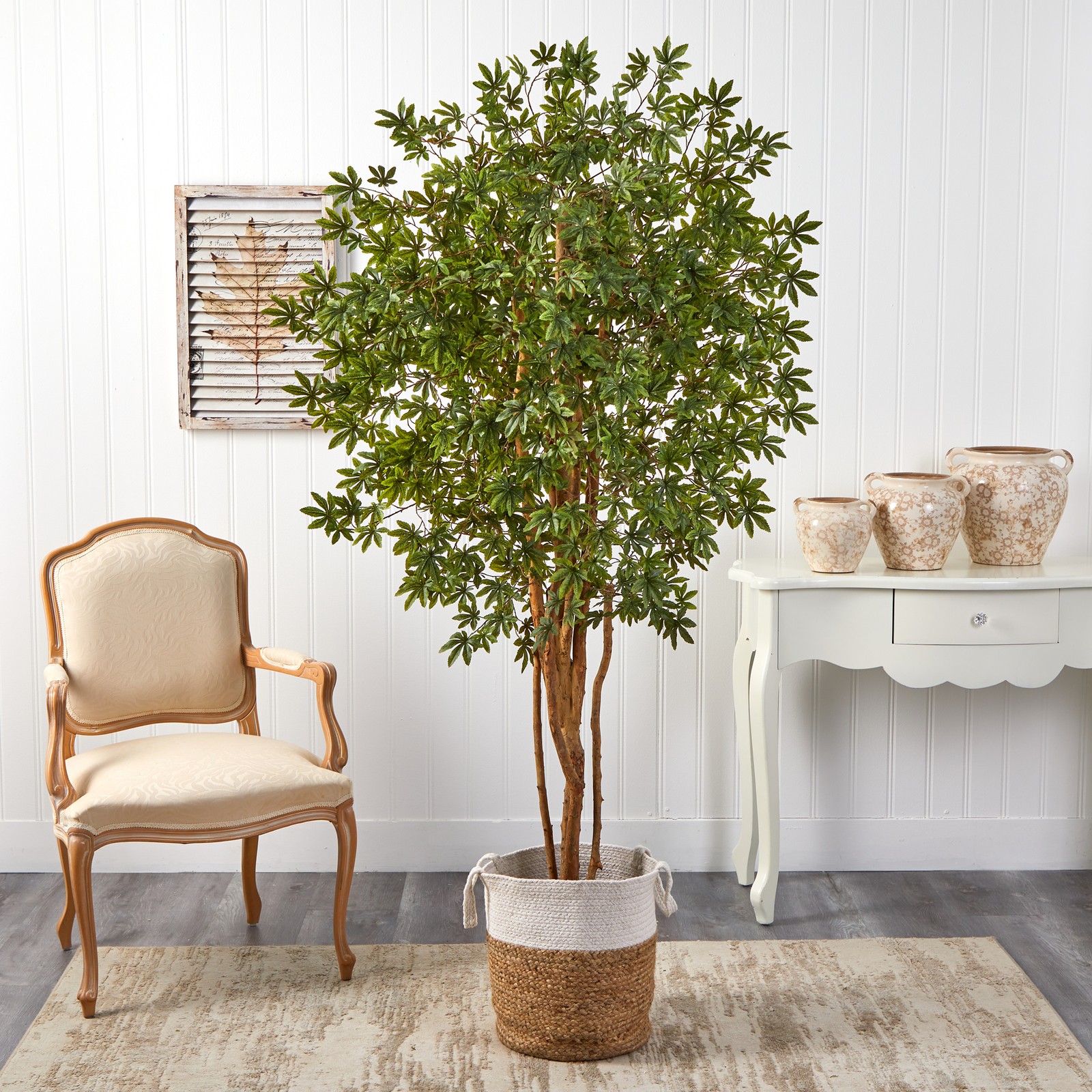 Nearly Natural 6ft Japanese Maple Artificial Tree in Natural Jute/Cotton Planter