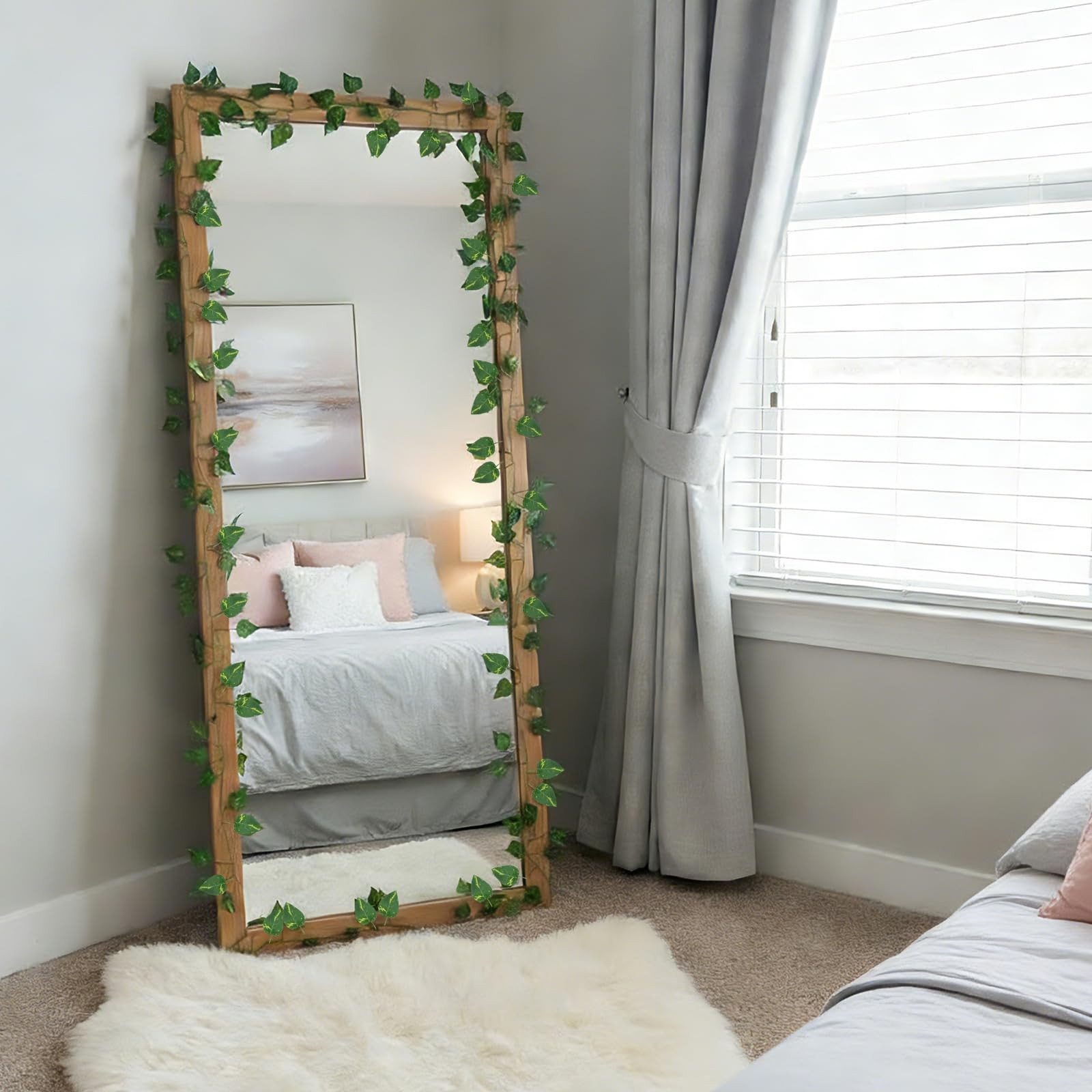 Fake Ivy Vines for Room Decor 12pcs Fake Ivy Greenery Garland Wall Decor (Pot…