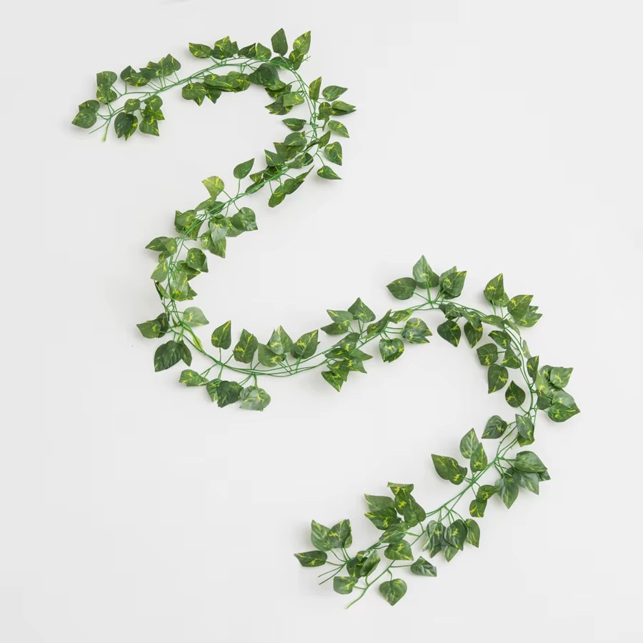 210Cm Artificial Hanging Christmas Garland Plants Vine Leaves Green Silk Outdoor