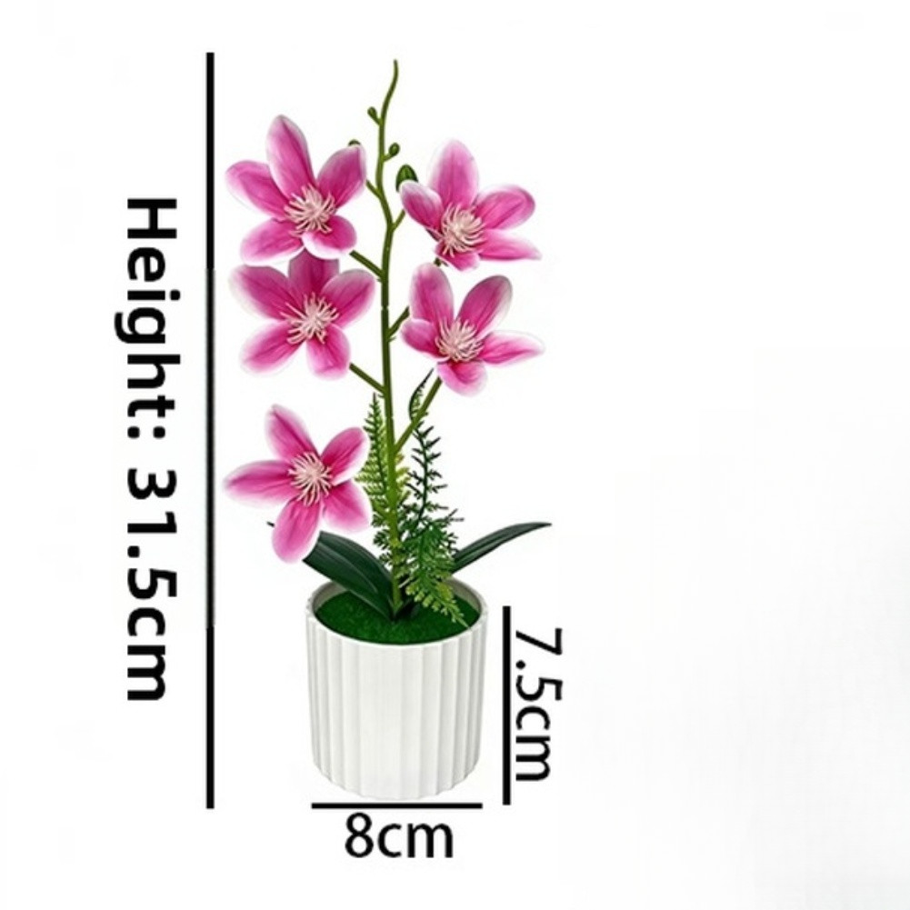 Vertical Pot Magnolia Flower Decoration with Realistic Petals and Green Leaves