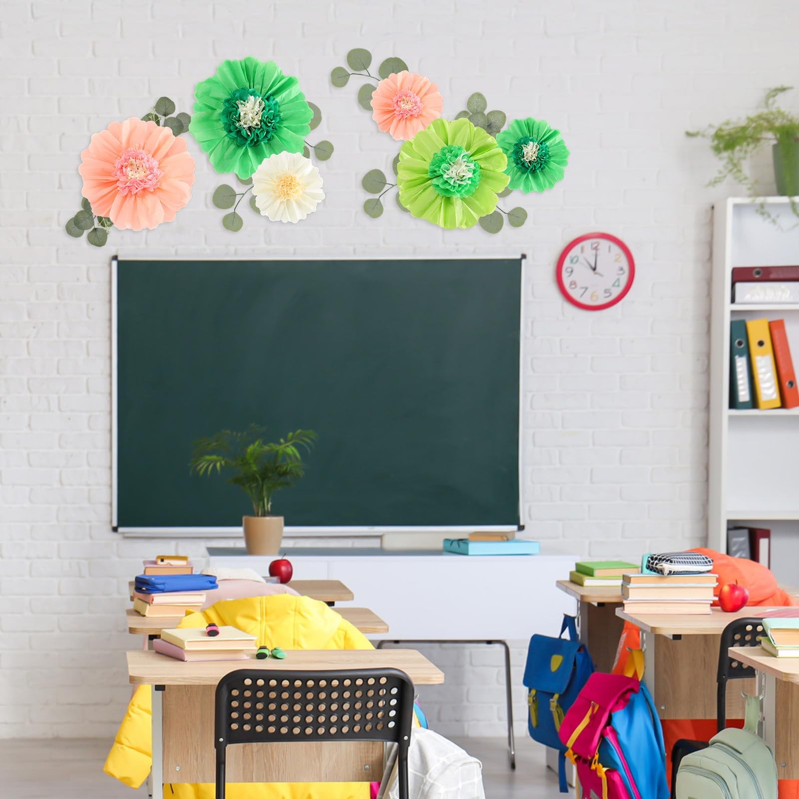 40 Pcs Giant Flowers and Artificial Eucalyptus Leaves, Large Flowers Wall Dec…