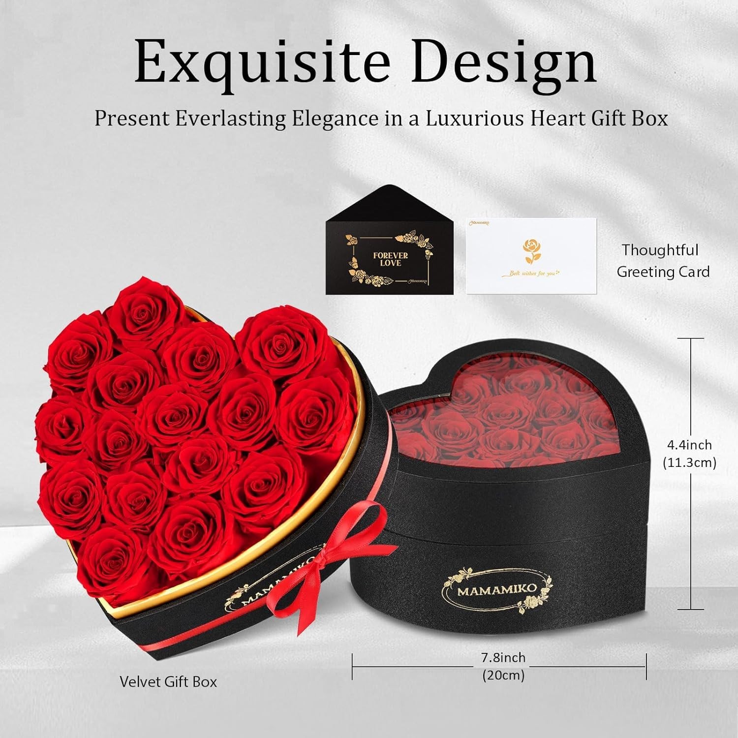 16 Preserved Roses in Heart Shape Gift Box for Her – Forever Flowers for Deli…