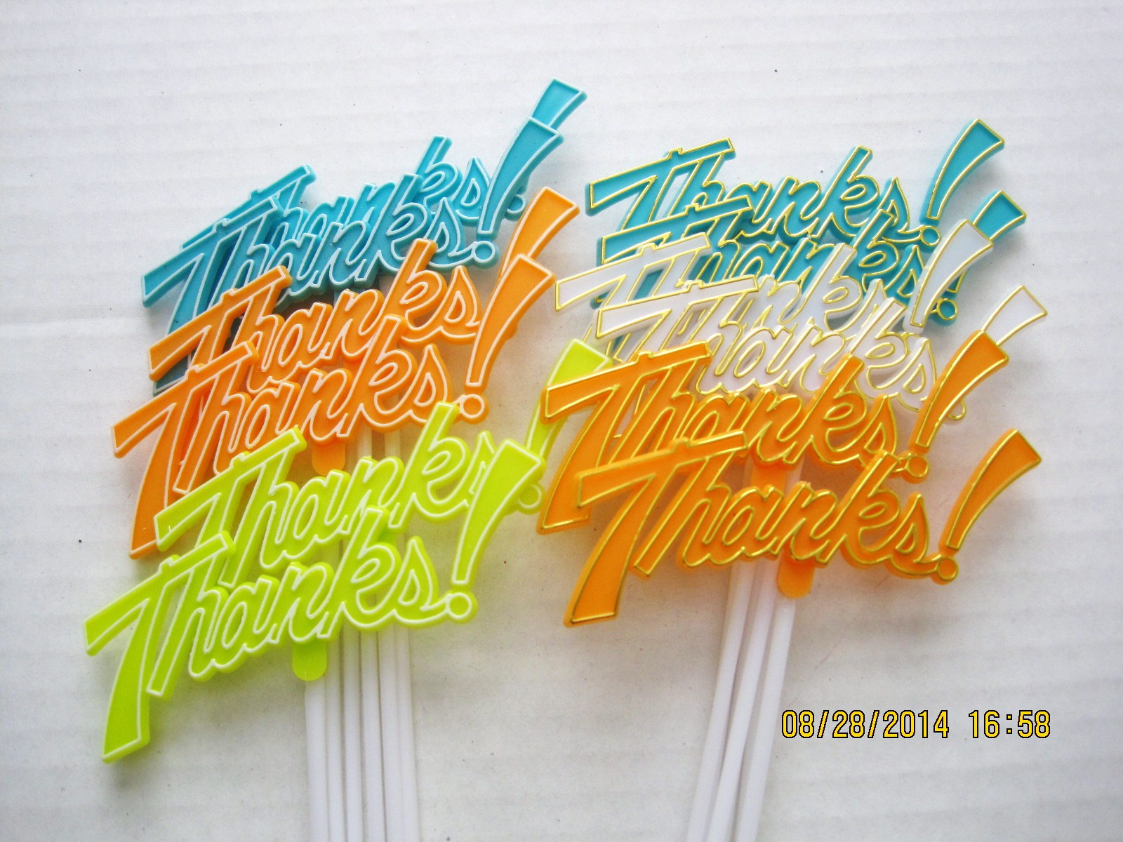 Floral Picks THANKS, THANK YOU, THANKS FOR A JOB WELL DONE, 3, 6 or 12/Pk NEW!