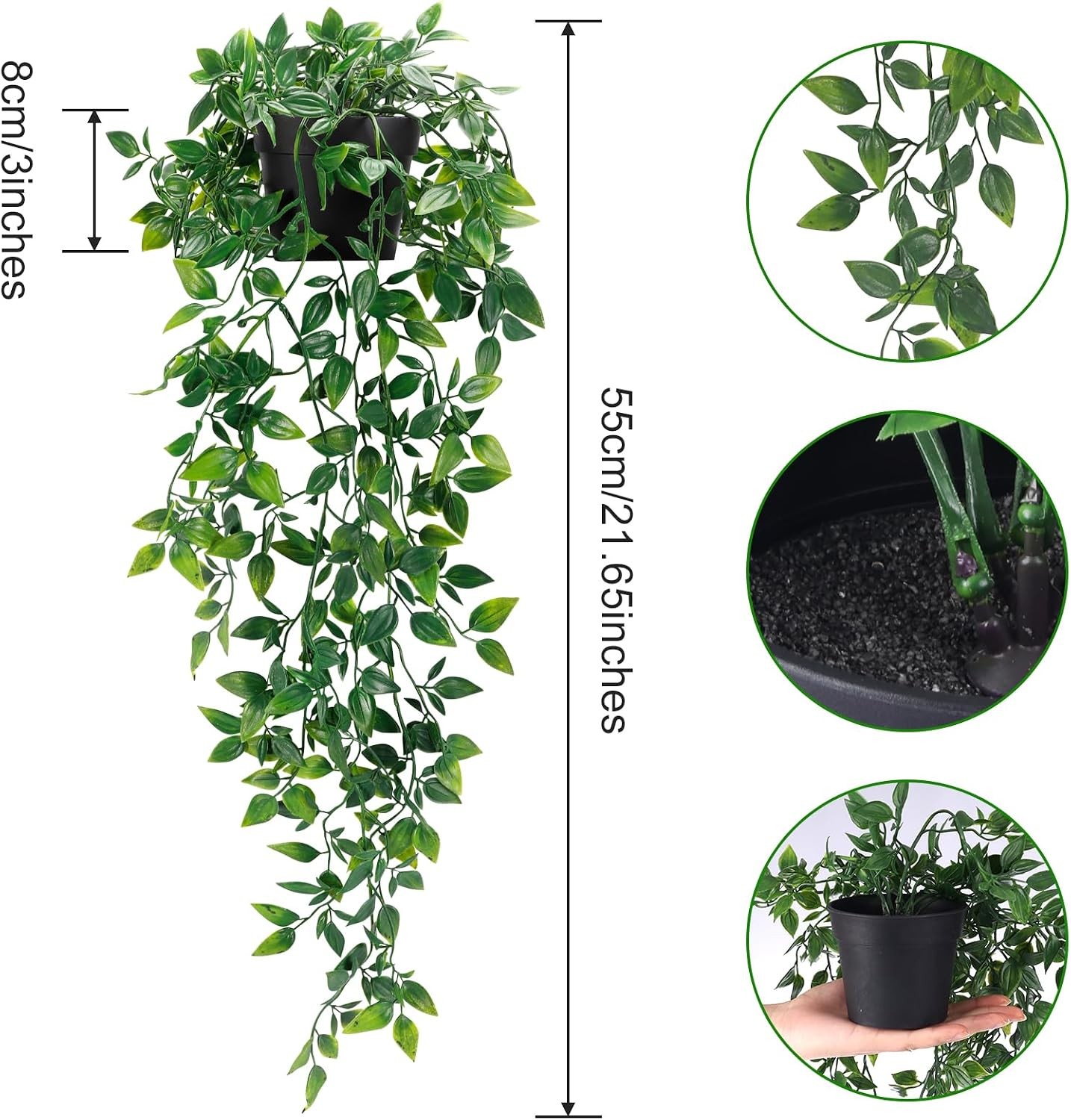 Fake Hanging Plants Artificial Potted Plant Indoor Outdoor Aesthetic Shelf Decor