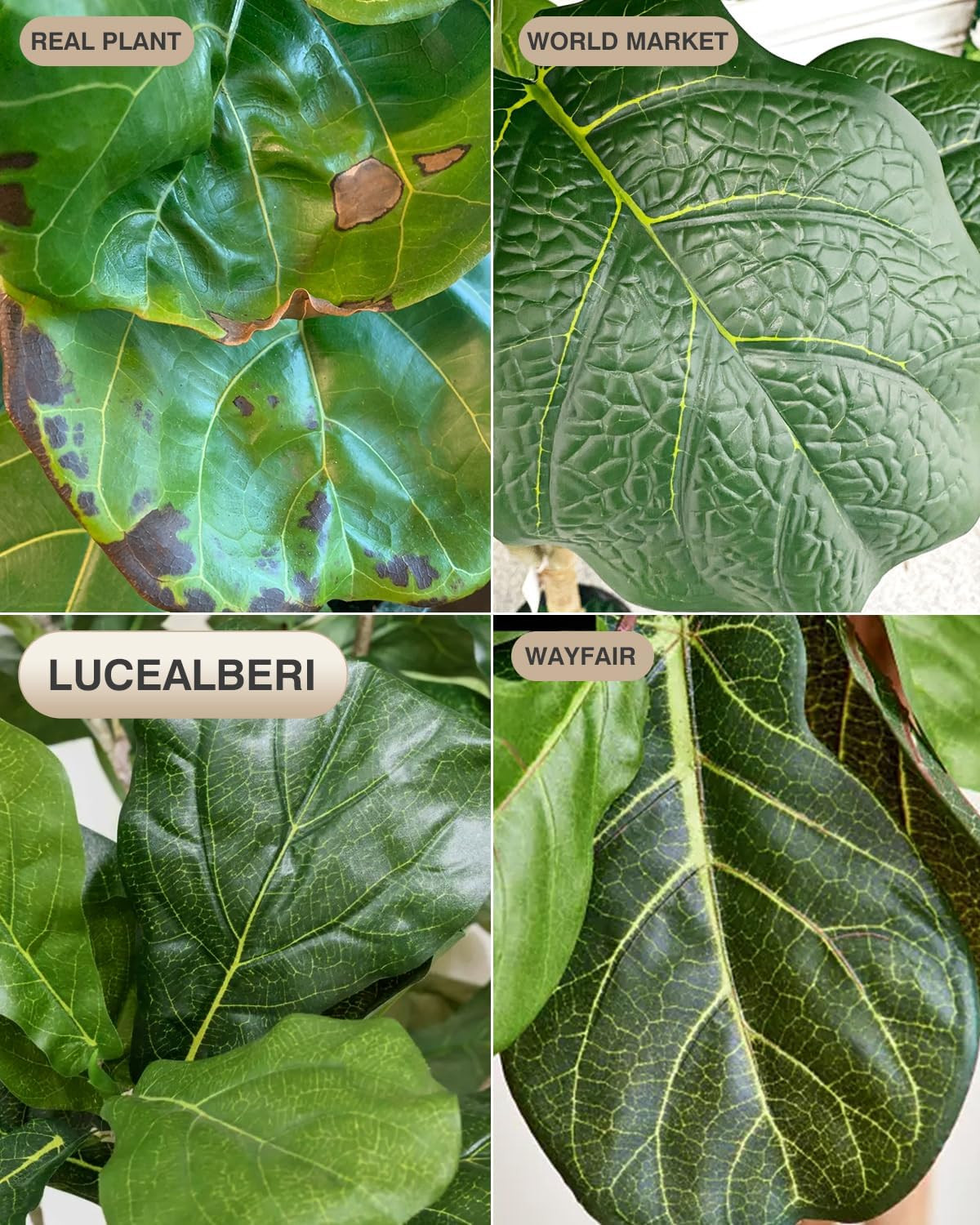 Artificial Fiddle Leaf Fig Tree 6FT – Large Fake Tree with White Planter&Basket,