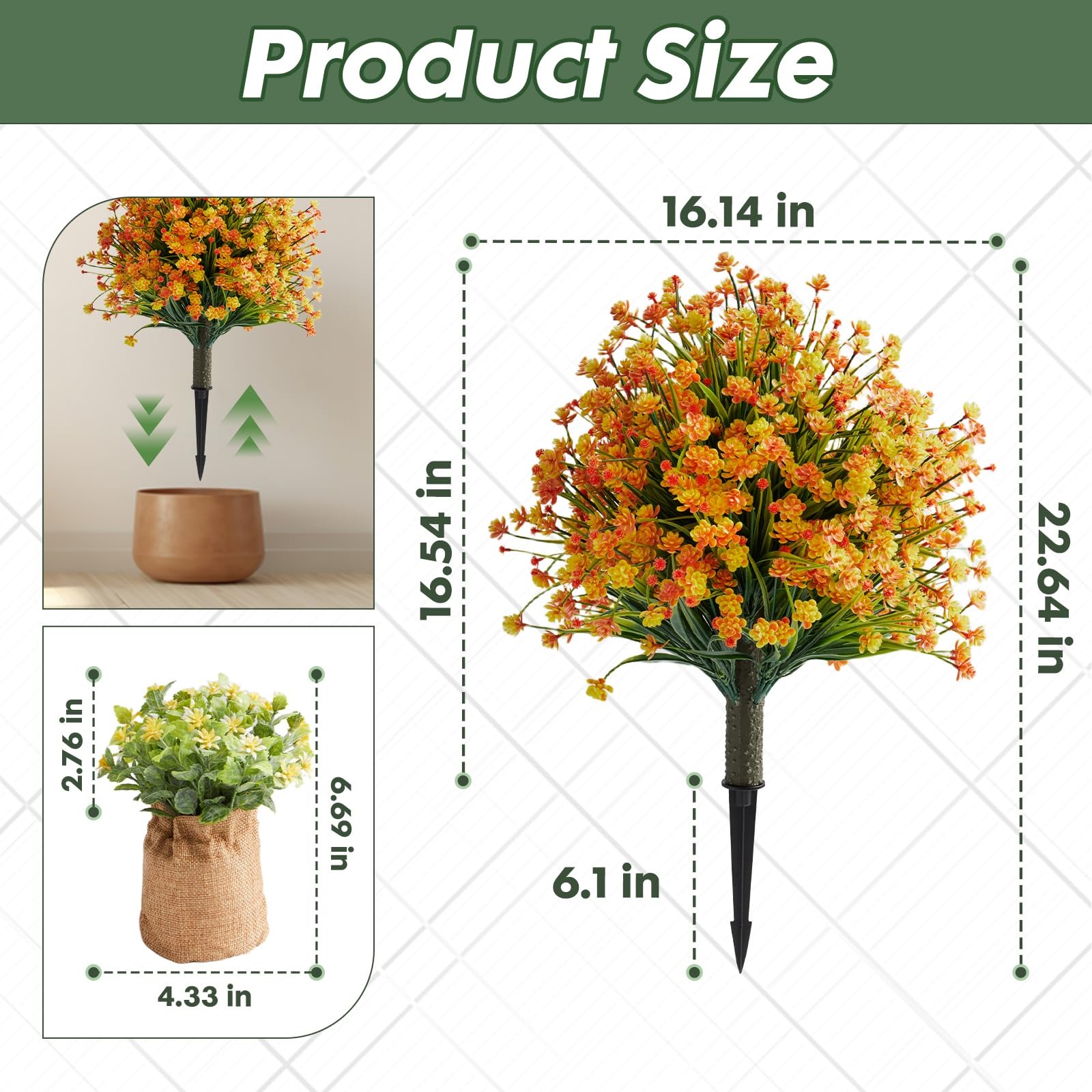 Set of 2 Artificial Monkey Grass & Yellow Flowers Topiary Balls, 22.6″ UV-Res…