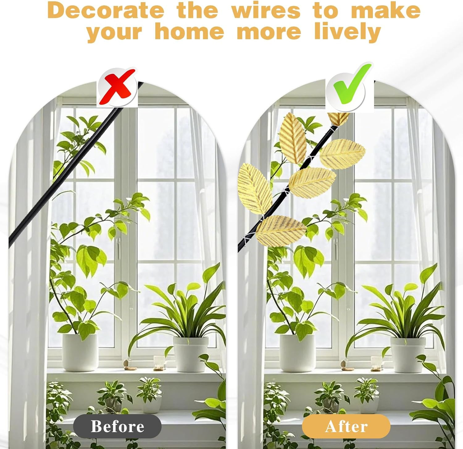 200 Pcs Artificial Leaves with Stems DIY Corsage Single Leaf Crafts Gold Floral