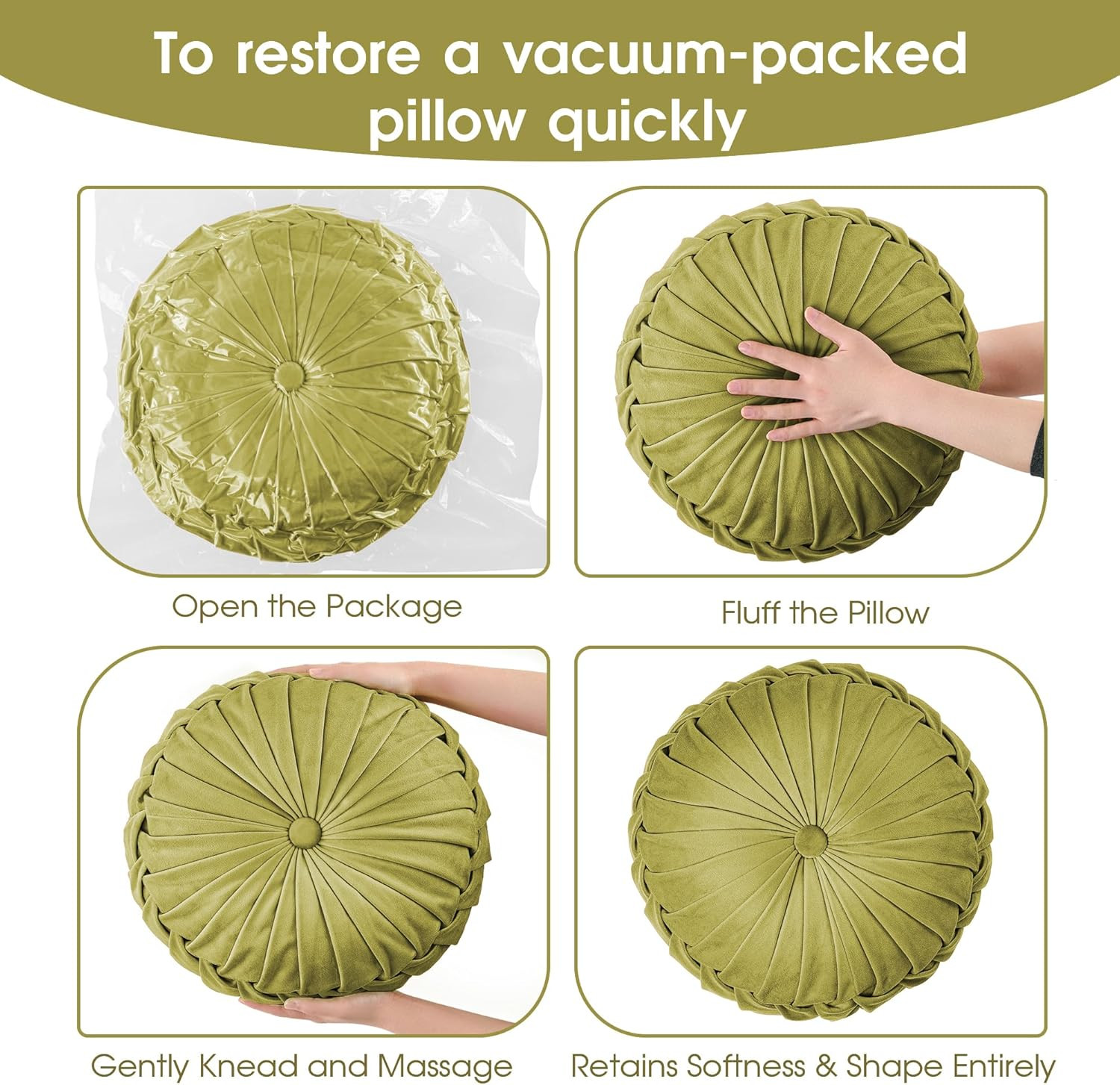ROSE&RISY round Pleated Velvet Throw Pillow, 1 Pack Decorative Accent Pumpkin Pi