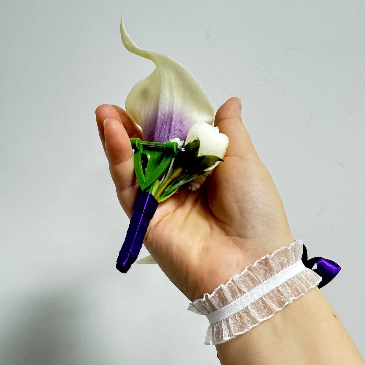 2 Set Purple Artificial Flower Calla Lily Flowers Corsage and Boutonniere for…
