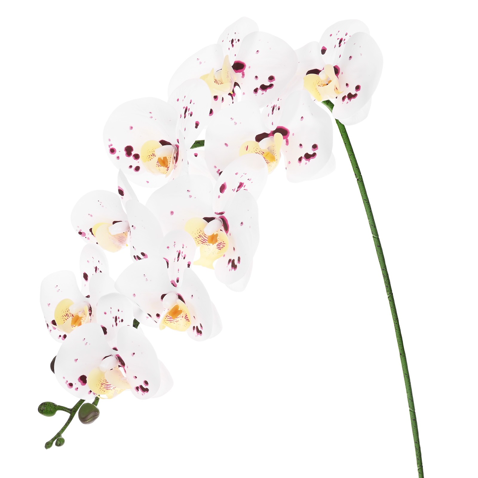 1-Pack Artificial Orchid Flowers 9 Large Petals for Home[White Purple]