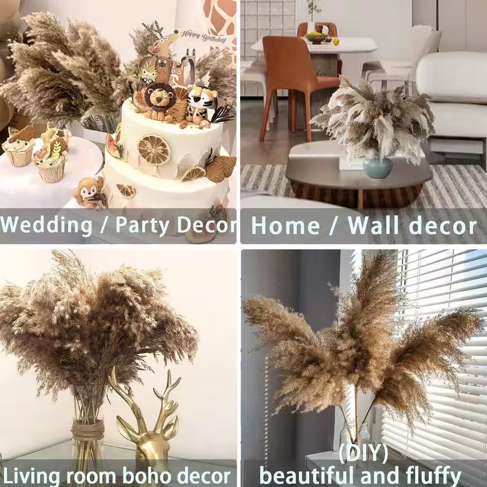 0 in Boho Brown Pampas Grass Artificial Plant 17.7 In. Brown Color Family 30 Pcs