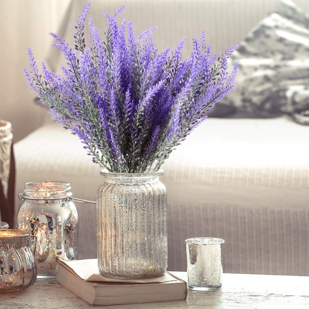 Artificial Flowers 12 Bundles Lavender Bouquet for Wedding Home Office Decora…