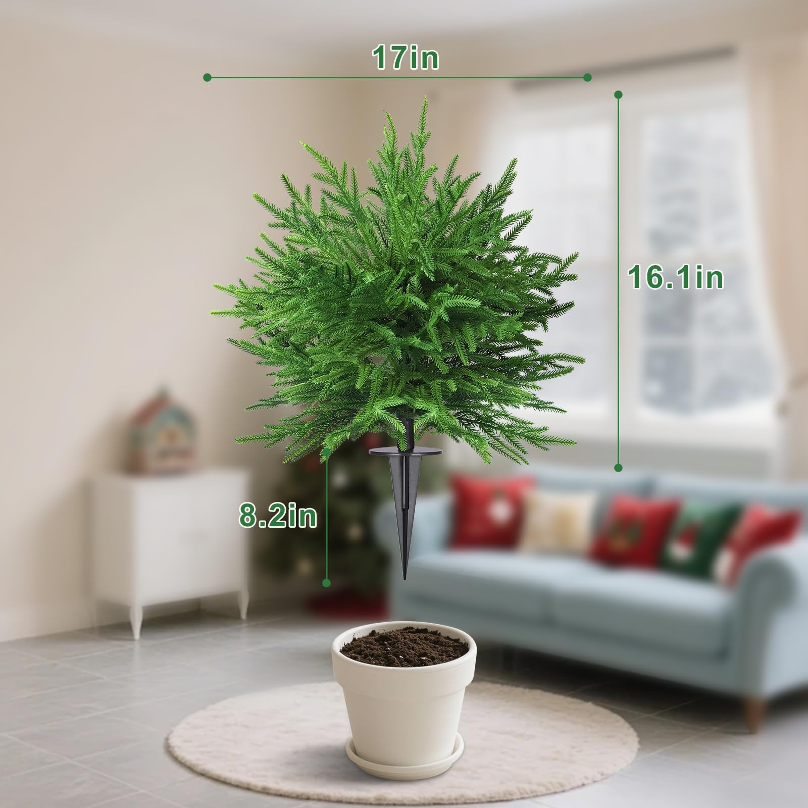 Artificial Topiary Ball Trees, 2 Pack 28” UV Resistant Faux Cedar Bushes, Ou…