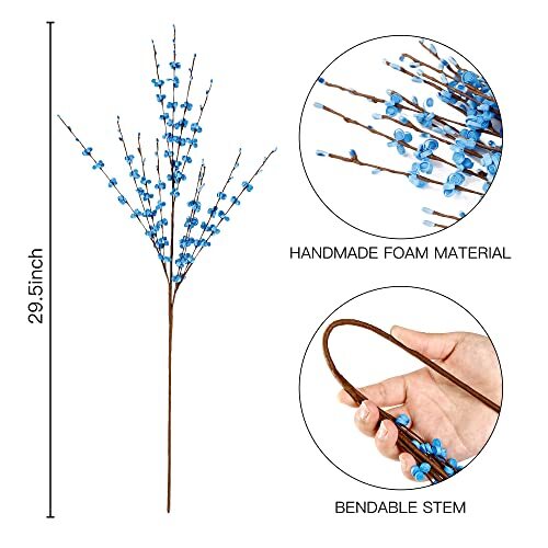 10 Pcs 29.5’’ Long Artificial Jasmine Flowers Tall Fake Flower Light Blue