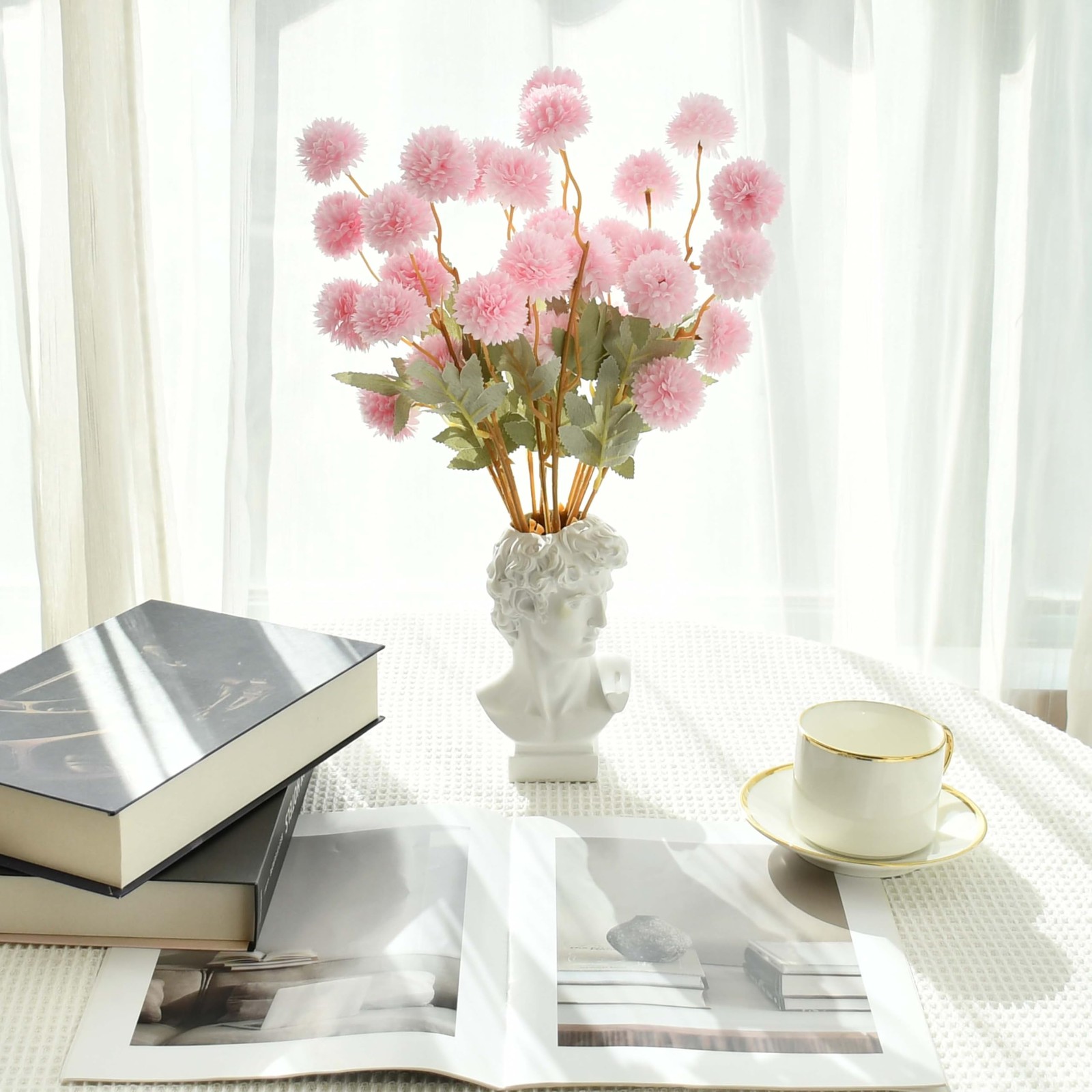 6 Stems Silk Pink Kiku Flowers