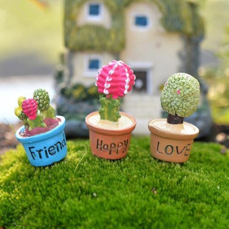 Mini Artificial Potted Plant Dollhouse Miniature Flower Home Desk Decor Love