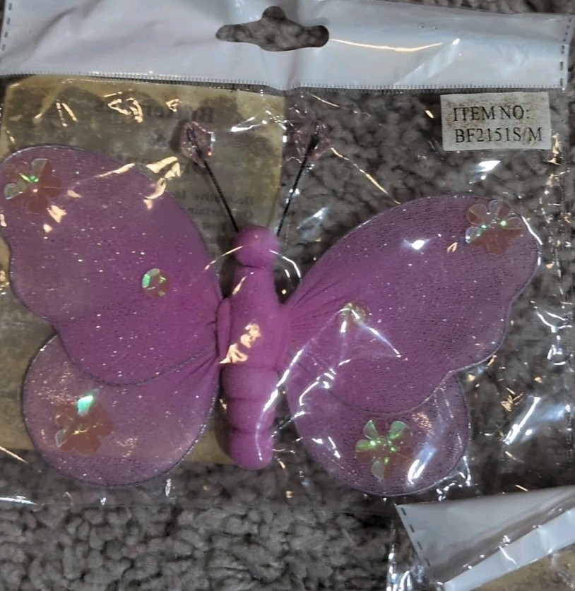 Pink Flowers & Pink Butterflies Decorative Hand Painted Nylon Piece Lot Of 5 NEW