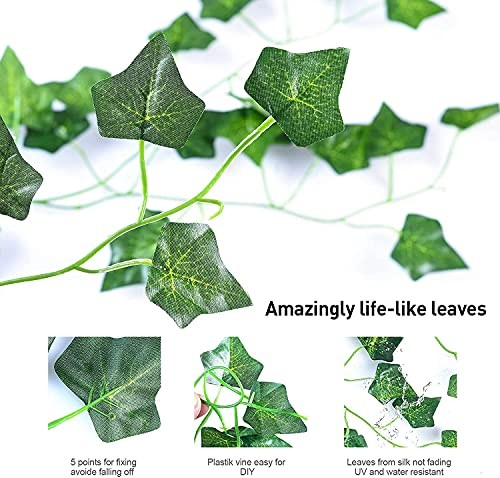 4 Pack Vine with Lights, 80 LED Artificial Ivy Garland with Ivy Leaf (4 Pack)