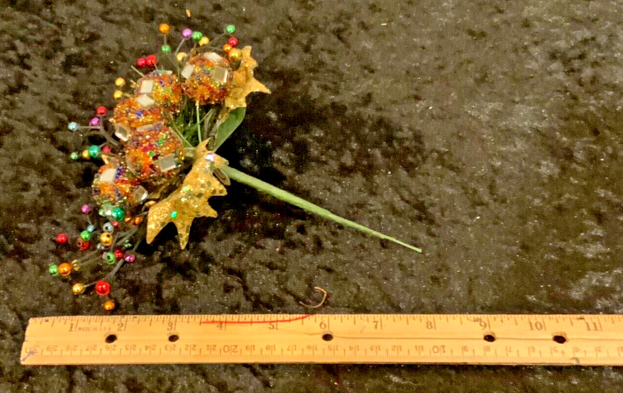 Lot of 3 VINTAGE Blue, Multi Color & Pink Floral Bouquet Basket Pick Decorations