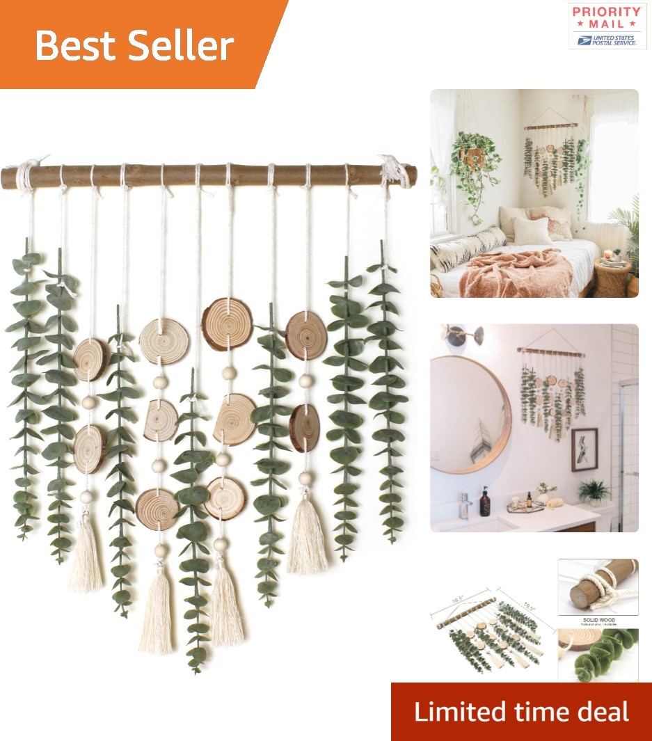 Rustic Eucalyptus Wall Hanging Decor 42 cm Boho Style Greenery Home Accent