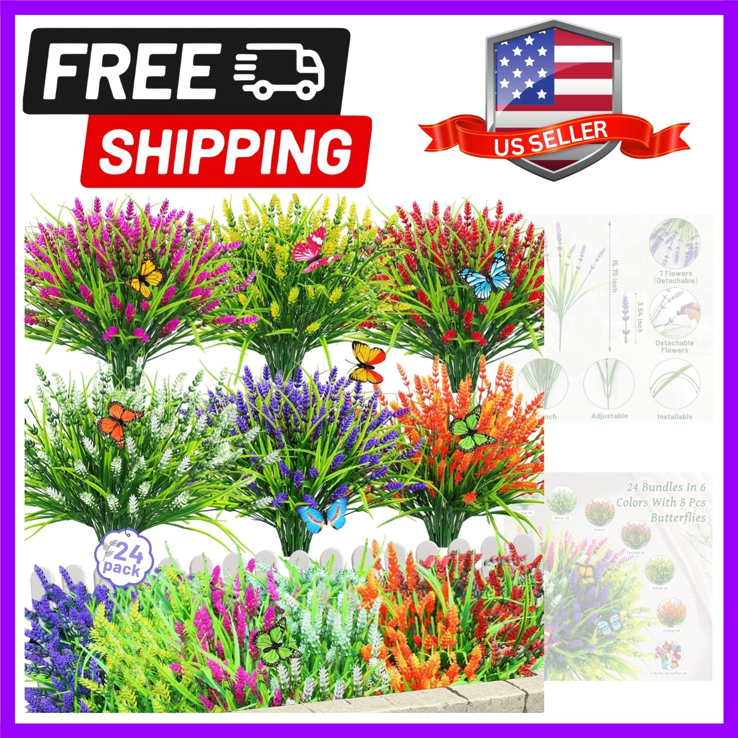 Low Maintenance Lavender Flowers with Butterflies – Perfect for -Round Decor