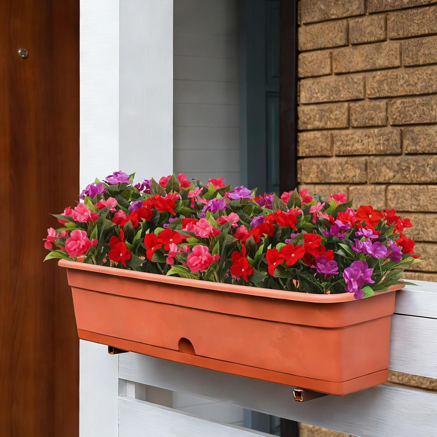 Vibrant Impatiens Artificial Flowers – 6 Bundles for Indoor & Outdoor Decor