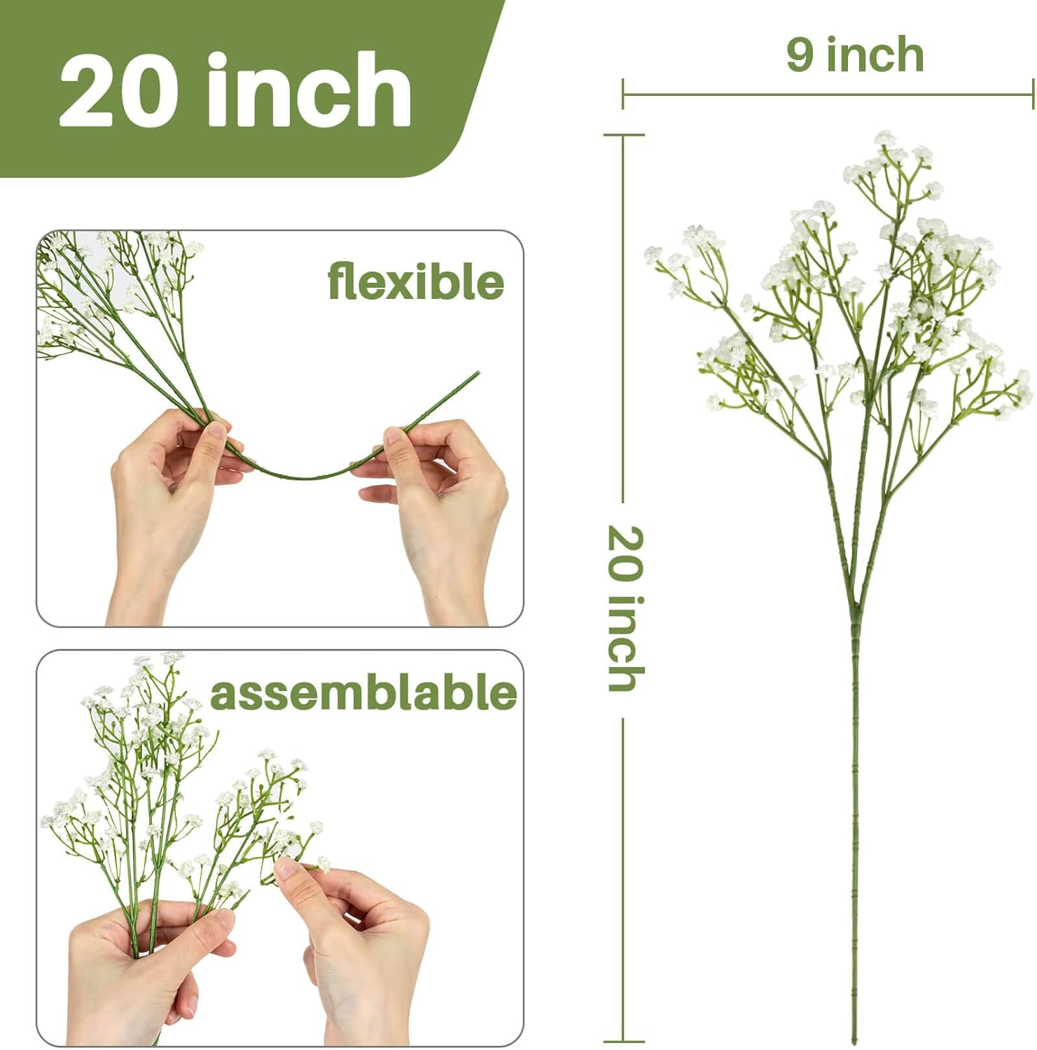 10PCS Baby Breath Artificial Flowers Fake Babys Breath Gypsophila Flowers Bulk R