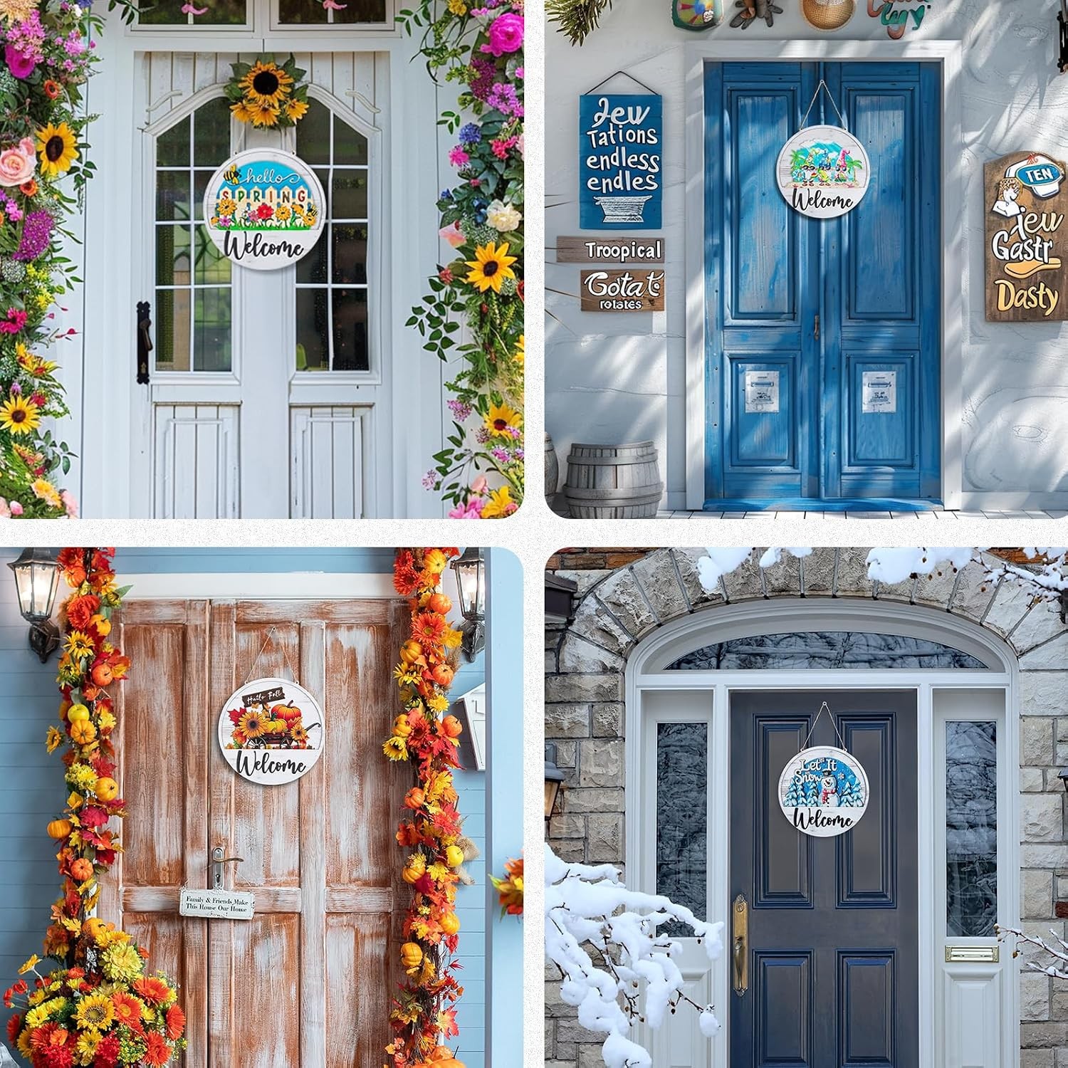 13Pcs Interchangeable Seasonal Front Door Wreath New Home Housewarming Gift