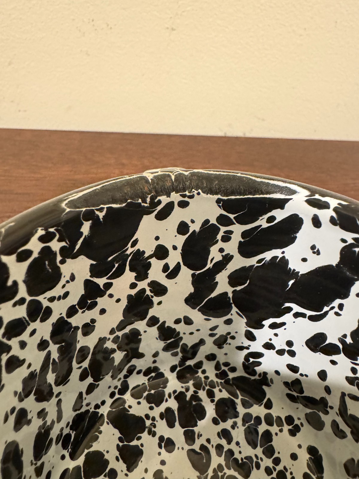 Crow Canyon Black White Splatterware Enamel Mug Planter Pencil Holder Rustic