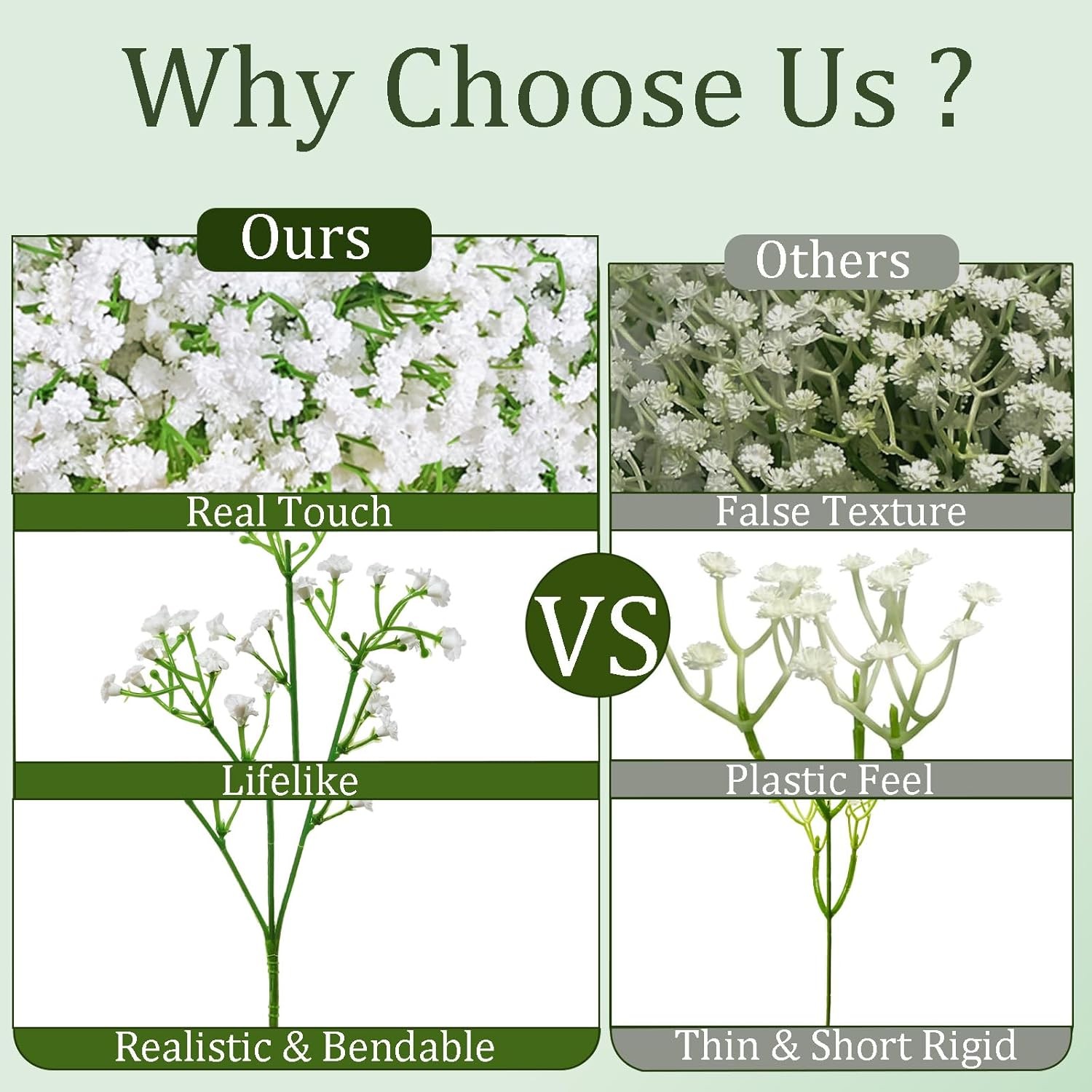 108Pcs White Baby Breath Artificial Flowers Real Touch for Wedding Home Decor
