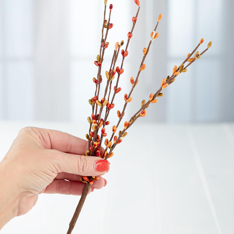 Set of 12 Pumpkin Orange and Sage 12″ Pip Berry Sprays for Decor