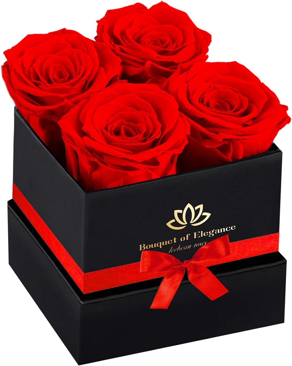 Forever Flowers Box with 4 Red Preserved Roses – Timeless Gift for Loved Ones