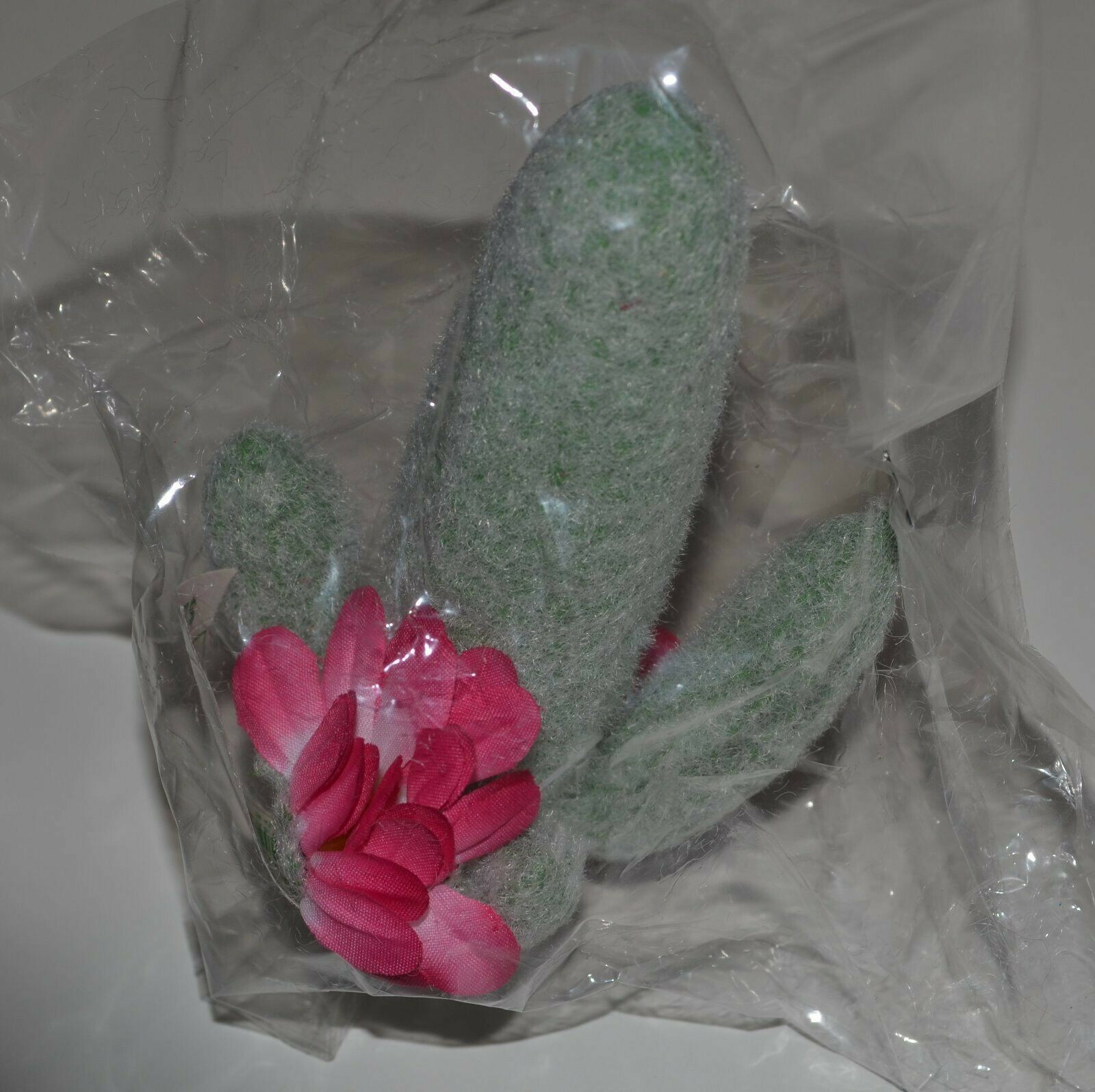 6pc Mini Faux Saguaro Cactus Picks w/ Pink Flowers 5” Southwestern Decor