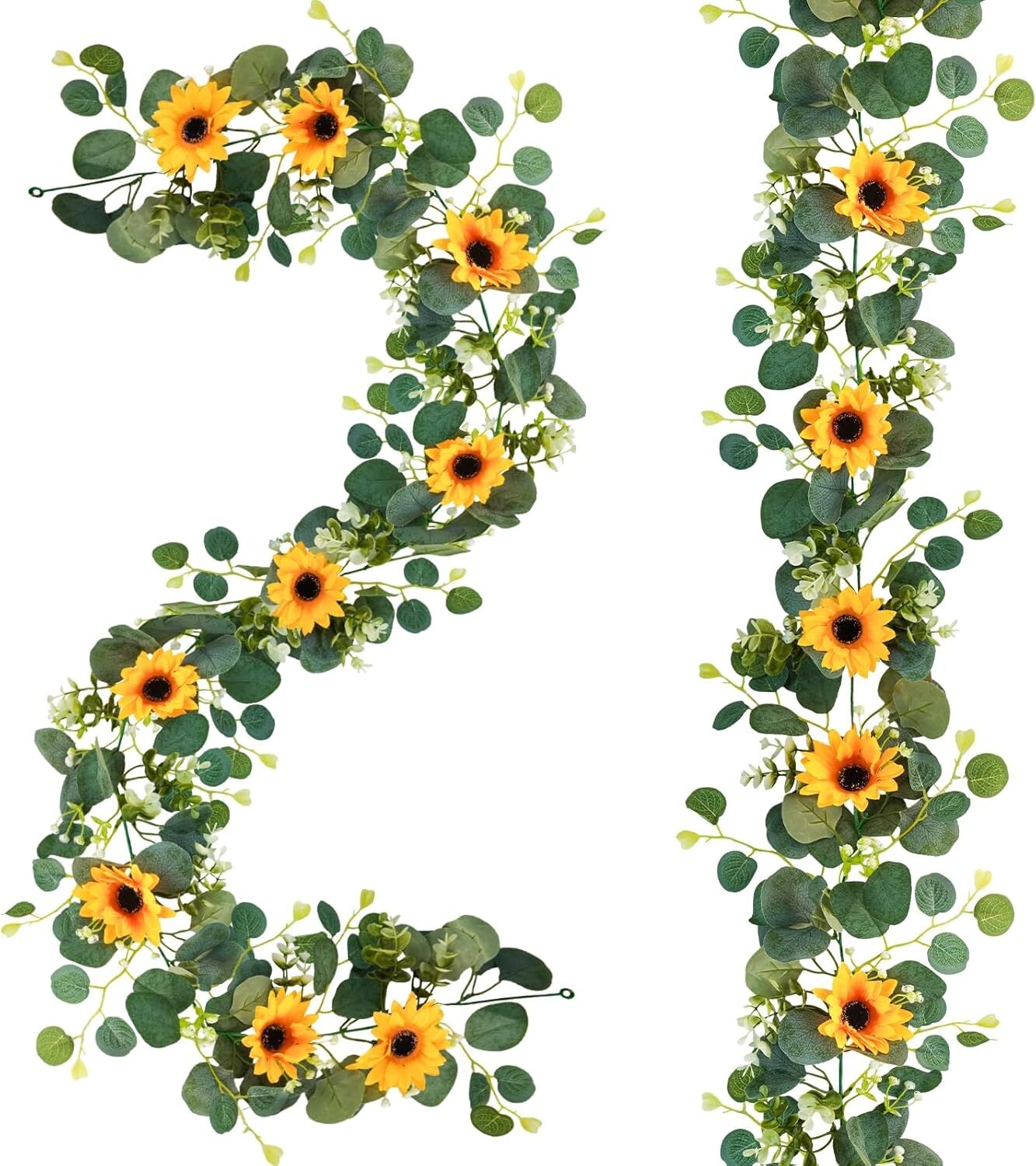 2 Pack of Lifelike 6ft Silk Sunflower Hanging Vines for -Round Decor