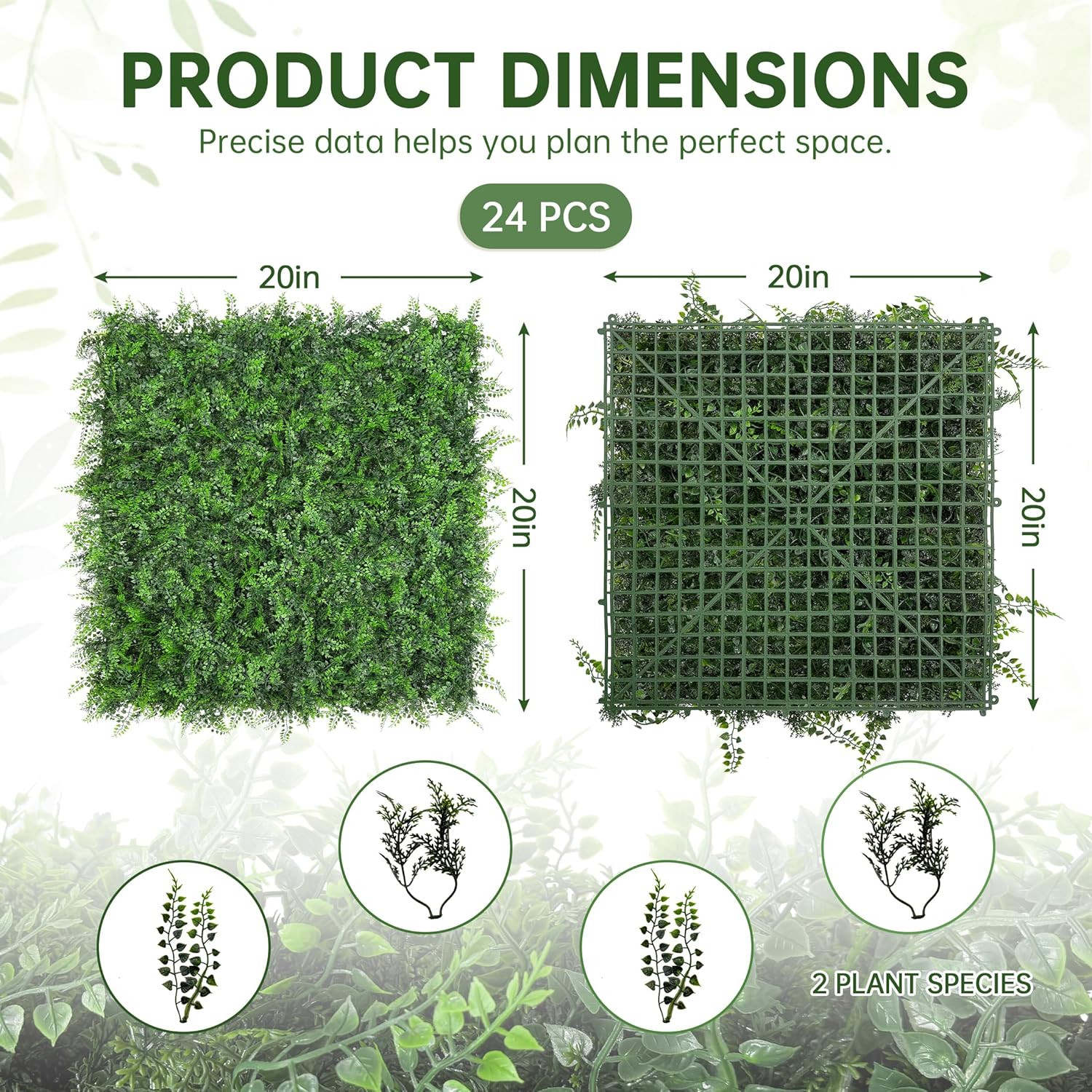 20″X20″ Boxwood Green Wall Panels – 24Pcs Faux Hedge Decor for Indoor/Outdoor