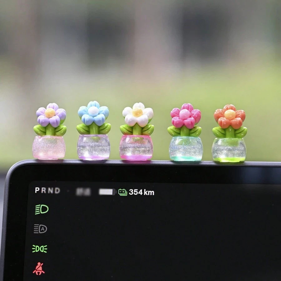 Mini Flower Car Accessories 5Pcs Destop Vase Rear View Mirror Dashboard Decor US