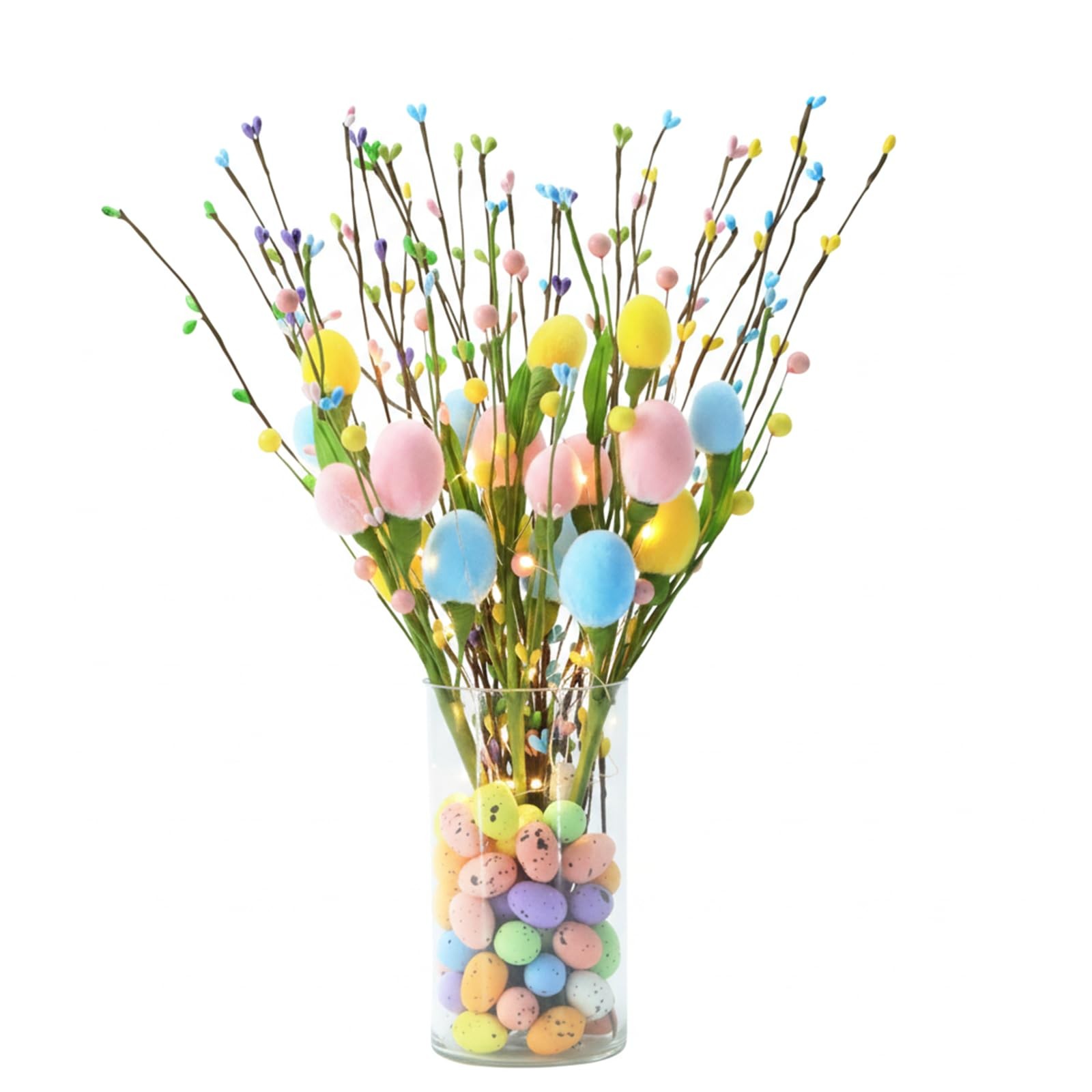 Spring Farmhouse Table Centerpiece with Vase, Artificial Floral Picks with 24…