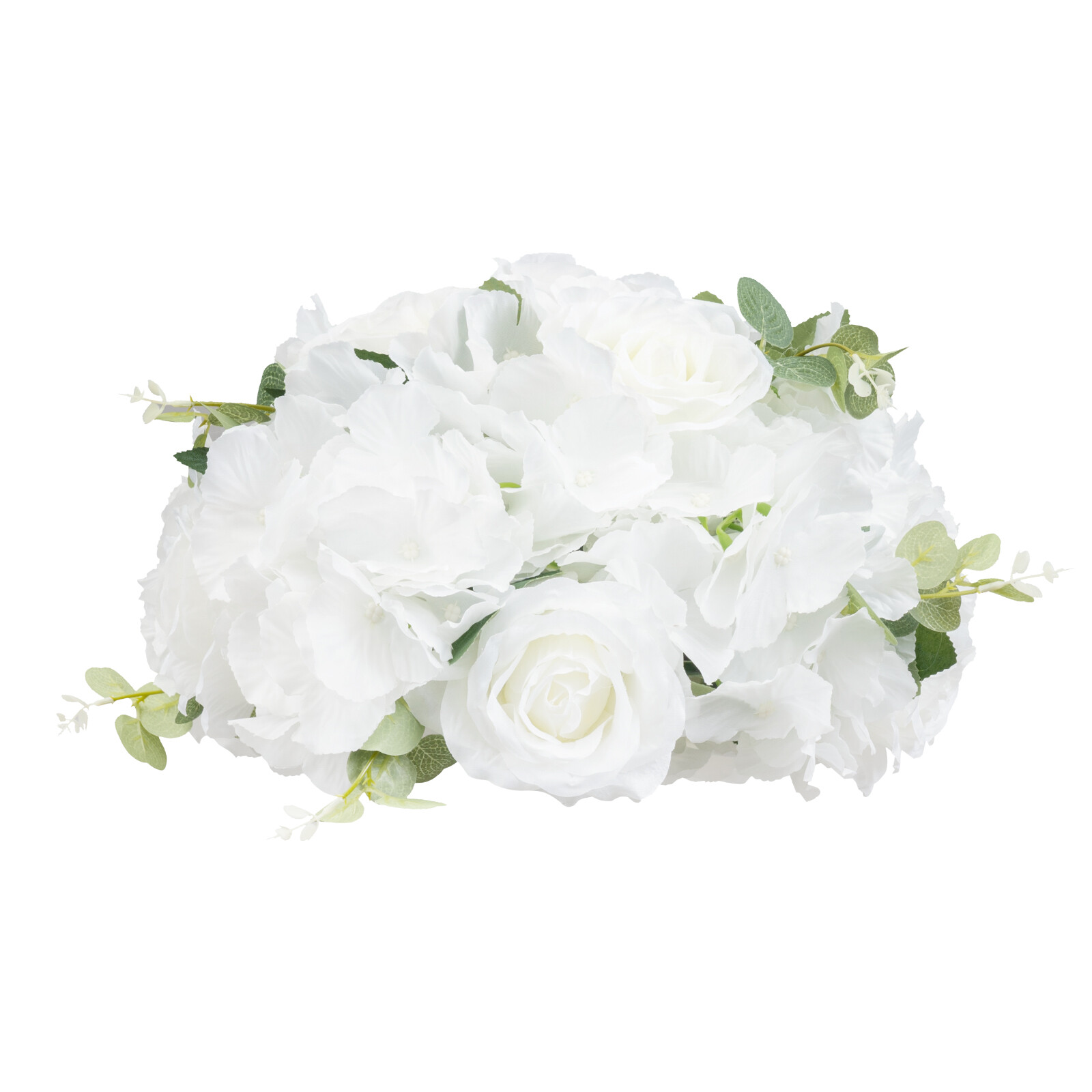 6 Pcs Artificial Silk Flower Balls White & Green for Indoor/Outdoor Party Decor