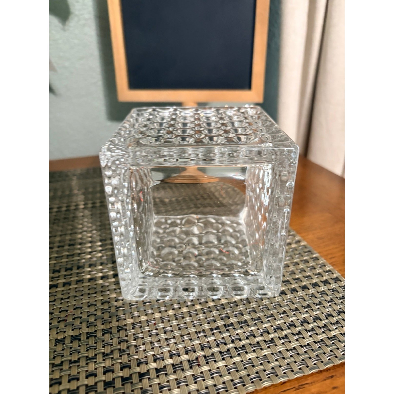 Rose Arr w LED Lights Solid Cube Glass Vase Mom Teacher Gift Decor