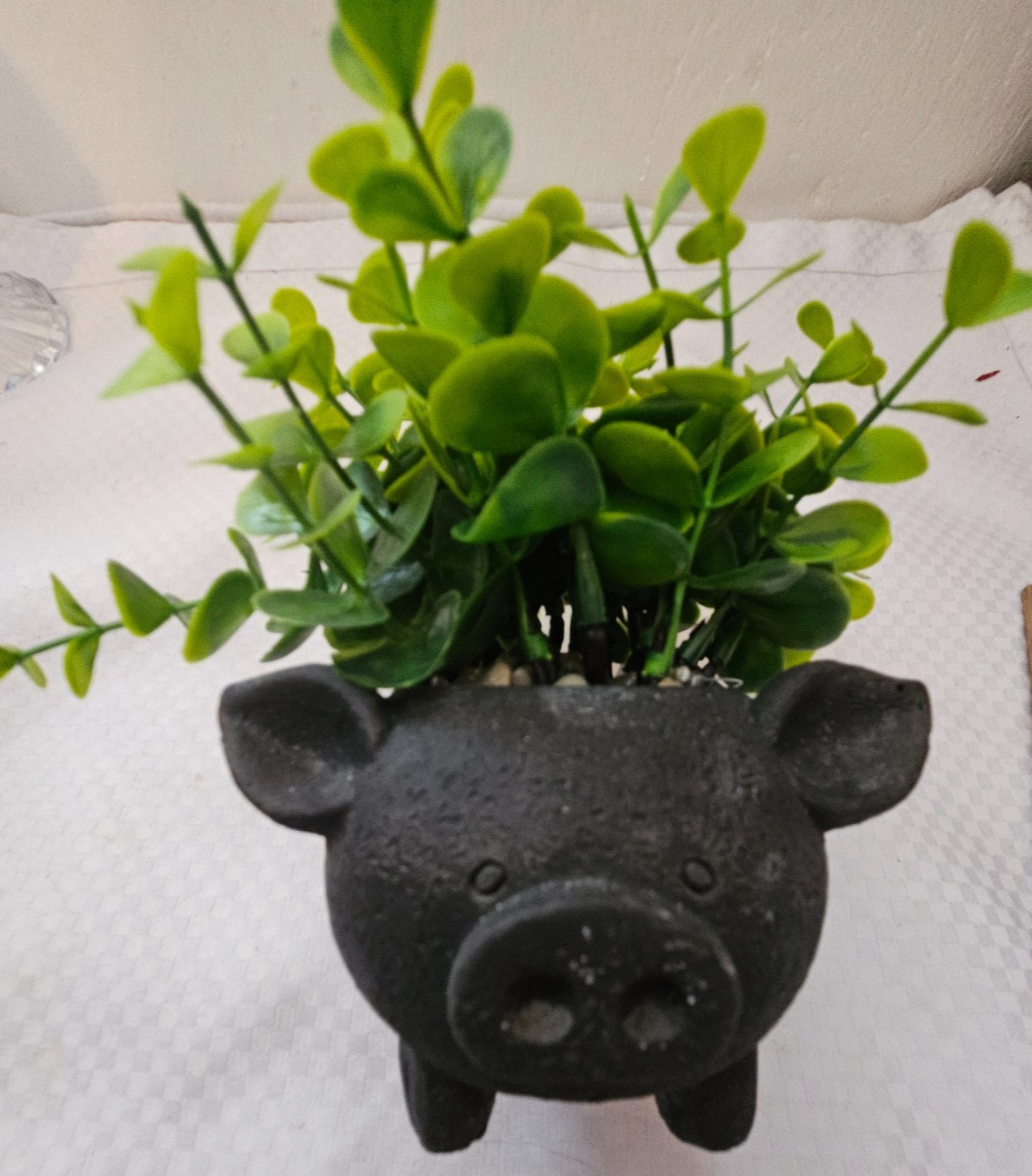 Super Cute True Living Faux Greenery Pig Planter/ Home Decor/ Spring Decor