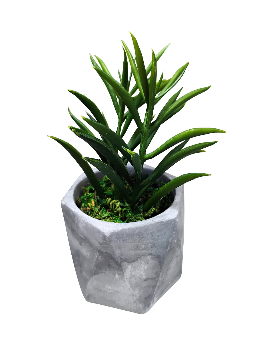 Set of 3 Faux Succulent Artificial Plants Concrete Copper Modern Home Decor Mint