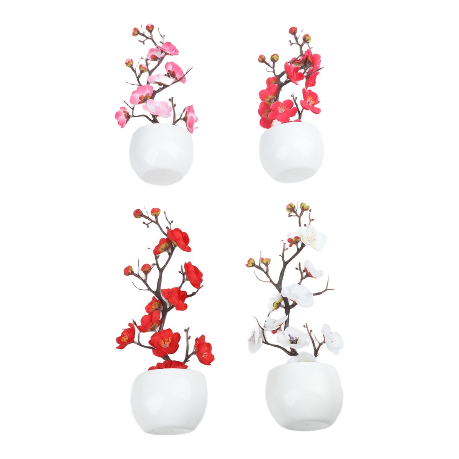 1pc Artificial Wax Plum Blossom Bonsai Branch for Indoor Outdoor Display