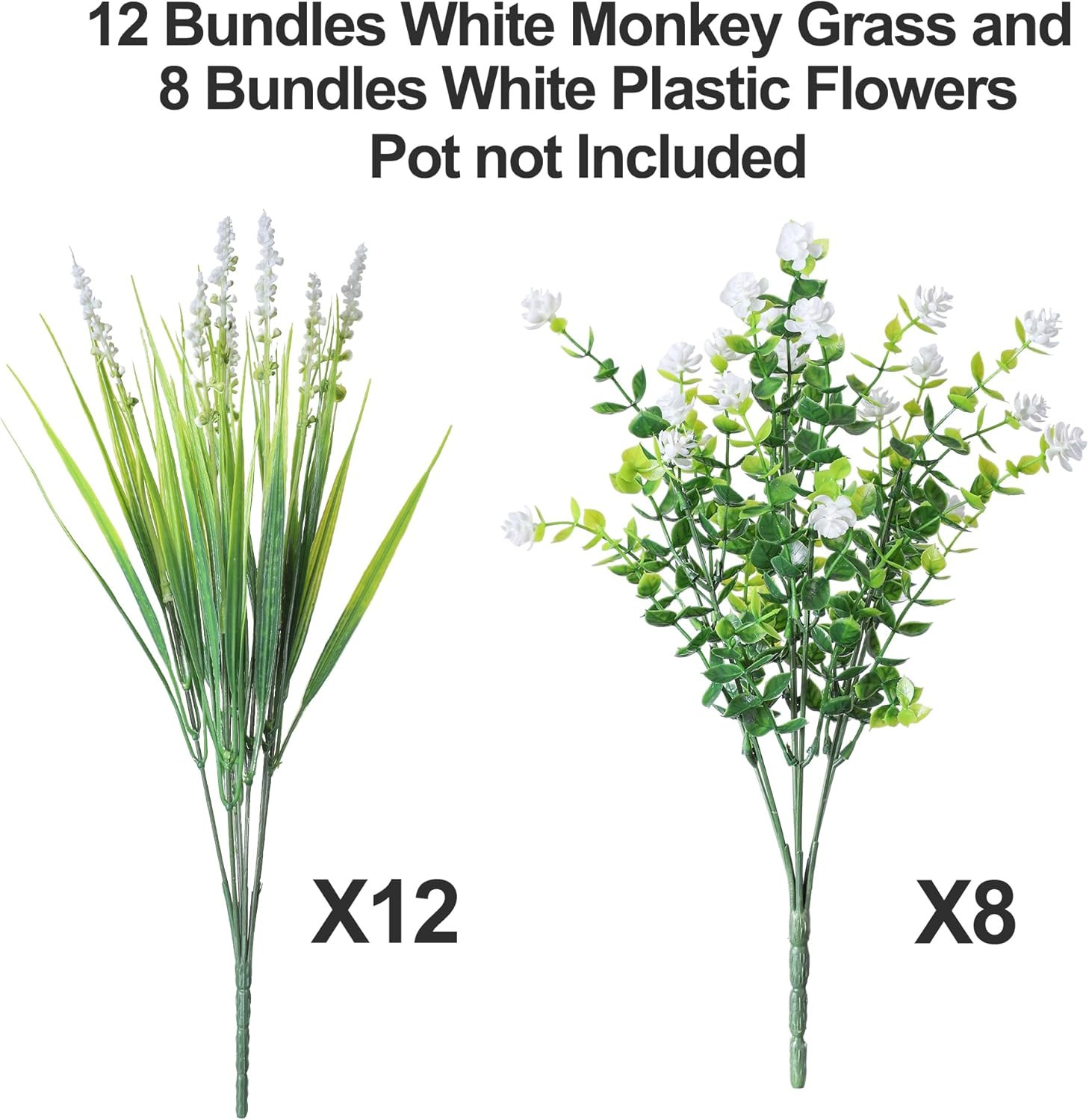 20 Bundles Artificial Fake Outdoor Plants Flowers for Spring Decoration, UV Resi