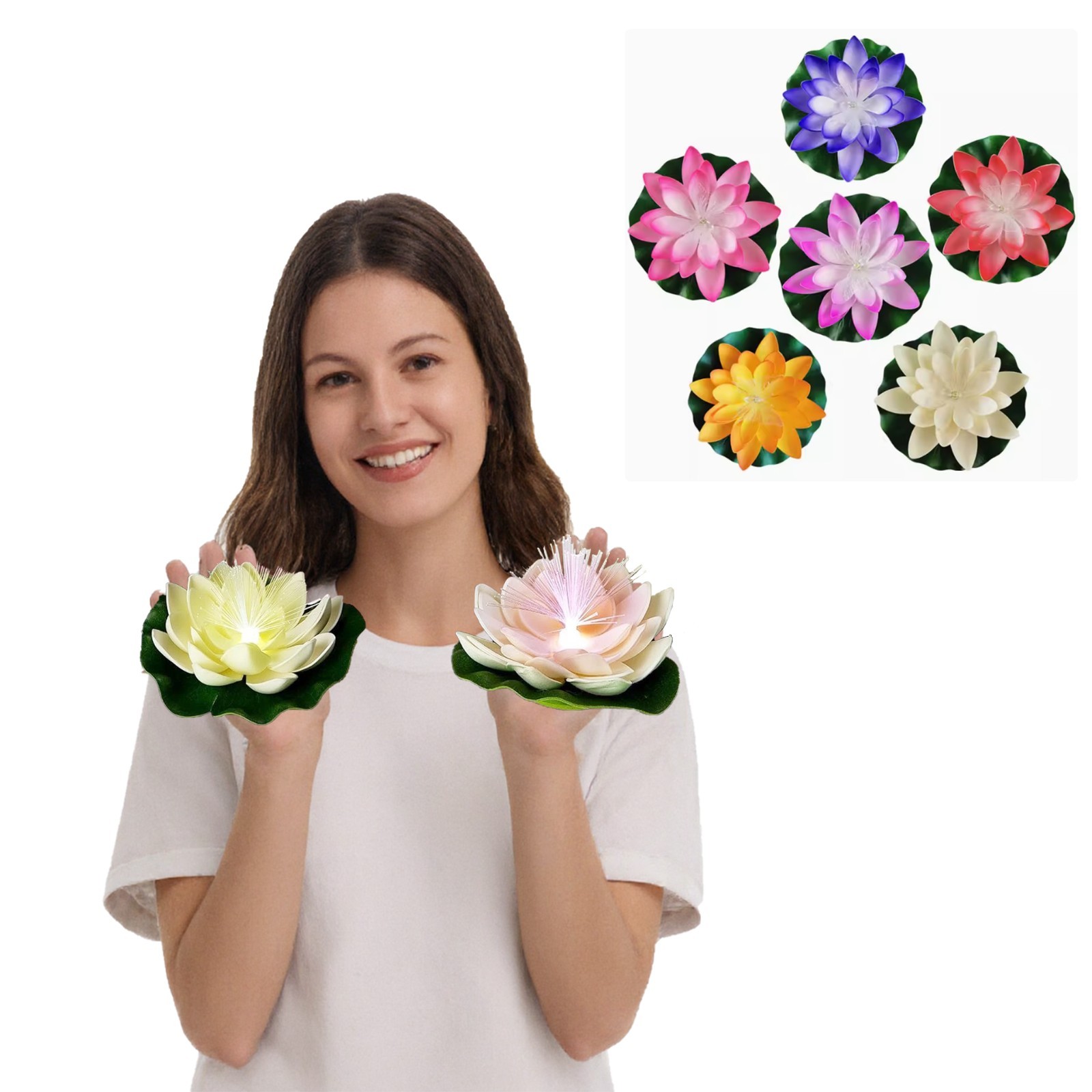 12 PC LED Lotus Floating Pool Lights – 3.94″ Waterproof Foam Flower Lights