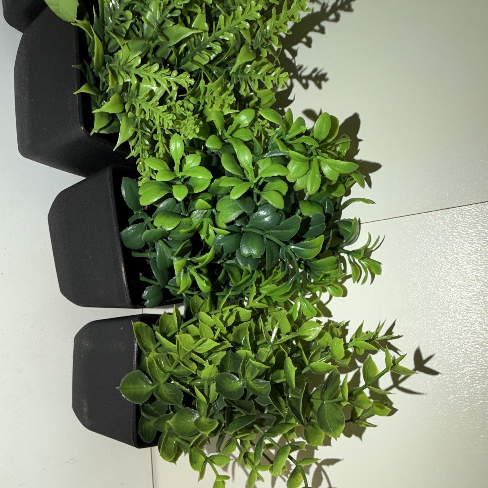 Artificial Mixed Foliage Greenery Plants Set of 4 in Black Planters, Plastic