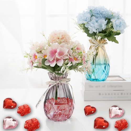 200Pcs Acrylic Heart Ornaments Rose Flower Vase Filler Valentines Day