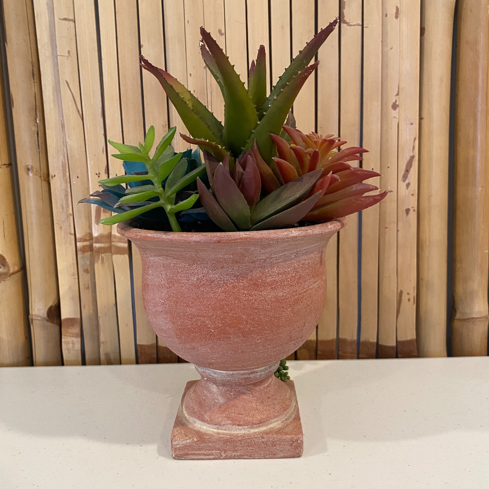 Cottagecore Faux Terracotta Pottery Succulent Arrangement Desert Boho Home Decor