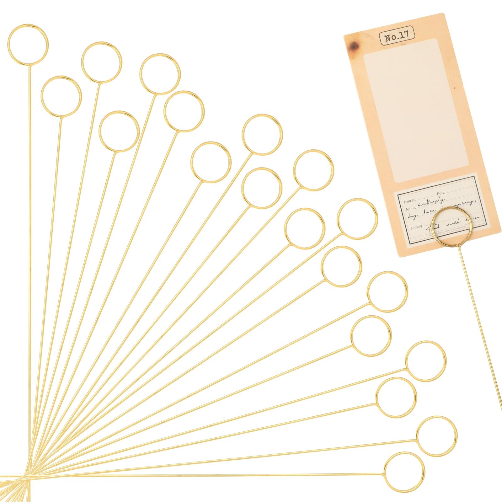 20pcs Gold Floral Picks, 11.8 Inch Metal Card Holder for Flower Arrangement, …